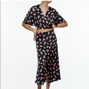Floral Black and Pink Women's Skirt